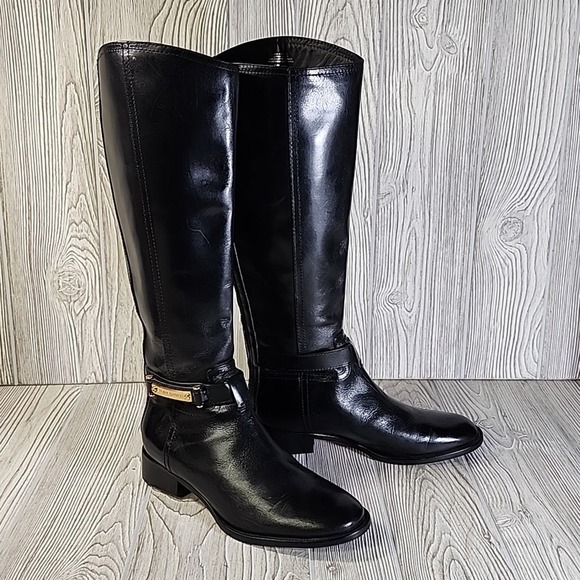 Tory Burch Shoes - Tory Burch Black Leather Tall Riding Boots, Women's 7.5, NEW